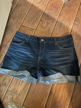 Time and Tru Dark Blue Cuffed Denim Shorts